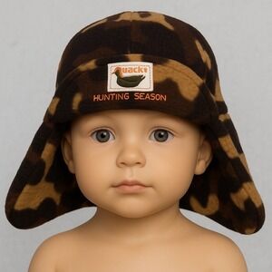 Vintage Camo Hunting Season Fleece Hat Duck Embroidery Winter Cap Warm 4T/5T‎